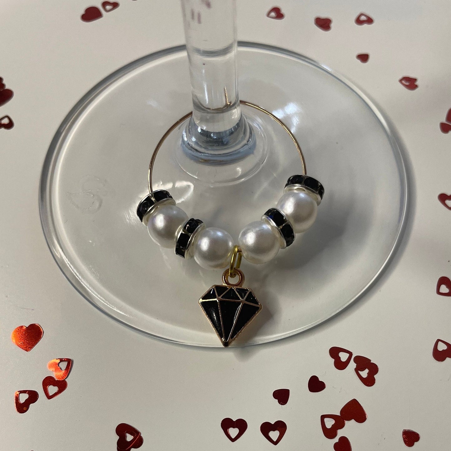 Black Diamond Glass Charm, Gold Charm, Great for all Occasions