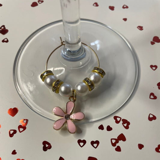 Flower Glass Charm, Gold Charm, Great for all Occasions