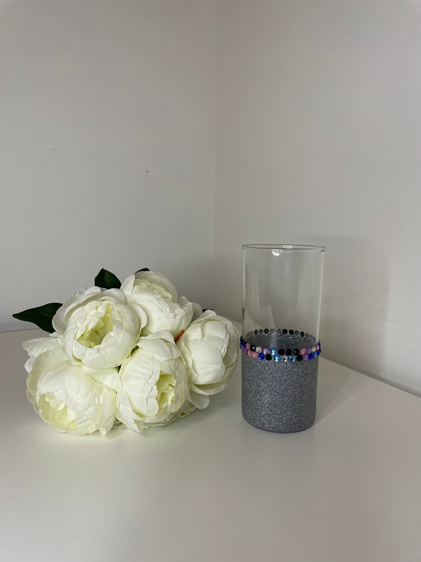 Glitter Tumbler Glass with Diamante Trim, Glitter Glasses for the Perfect Gift, Gifts for all Occasions, Birthdays, Wedding Gifts, Parties