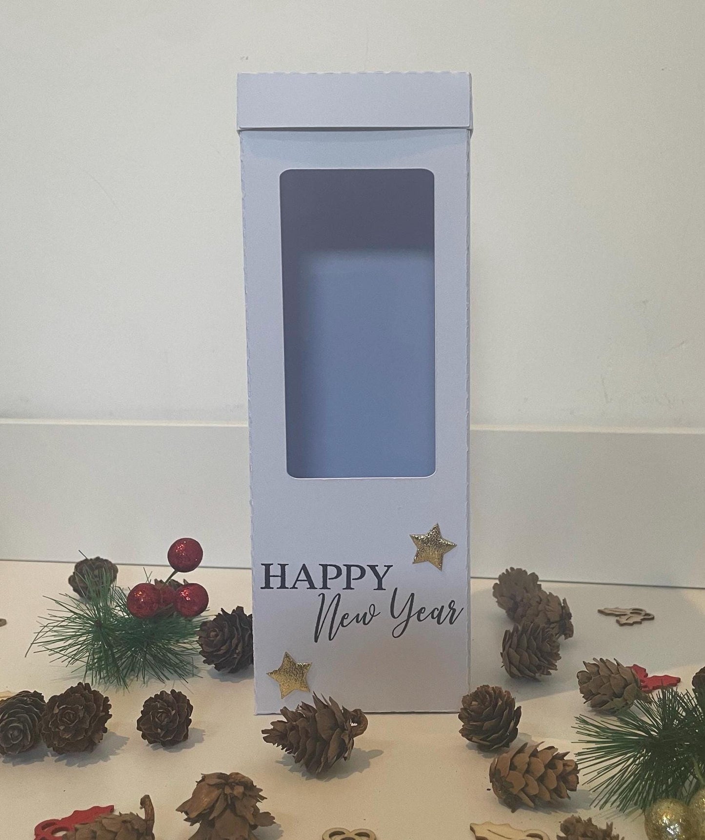 Happy New Year, Gin, Champagne and Wine Glass Gift Box Holder, Great Gift Boxes for your Personalised Christmas Glasses
