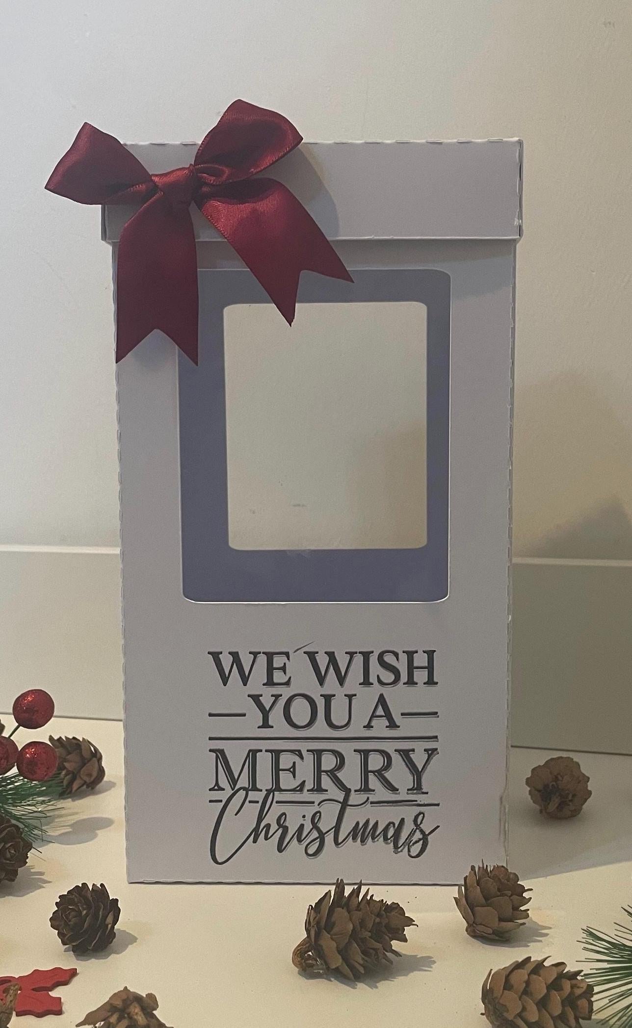 We Wish You A Merry Christmas, Gin, Champagne and Wine Glass Gift Box Holder