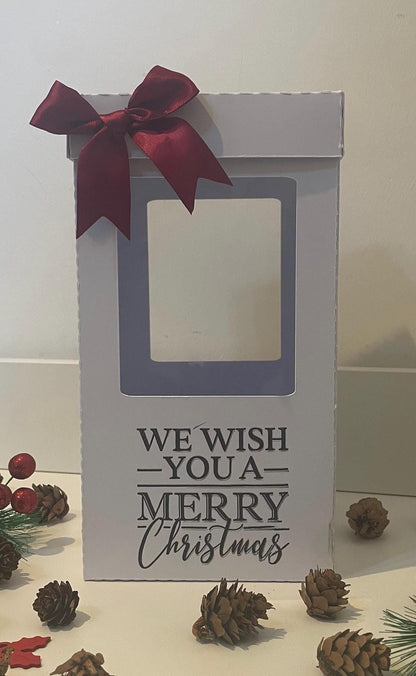 We Wish You A Merry Christmas, Gin, Champagne and Wine Glass Gift Box Holder