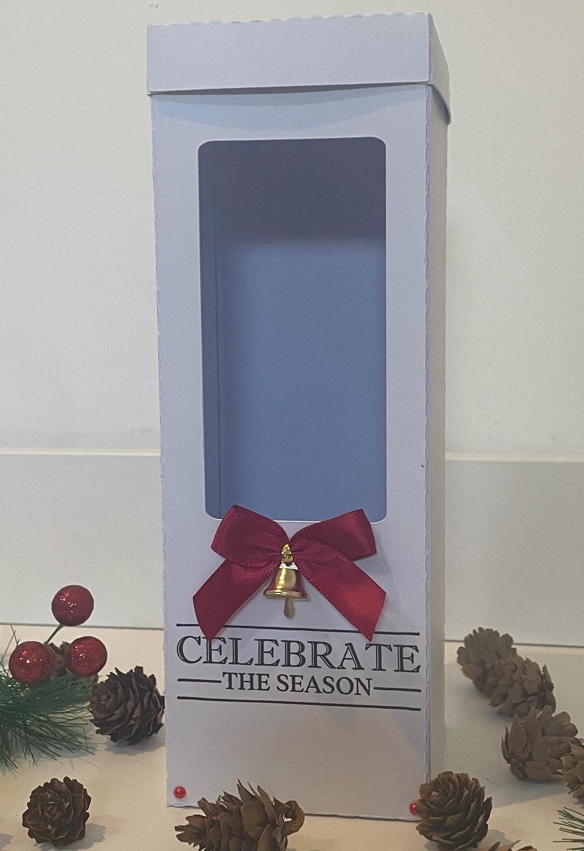 Celebrate the Season, Gin, Champagne and Wine Glass Gift Box Holder, Great Gift Boxes for your Personalised Christmas Glasses