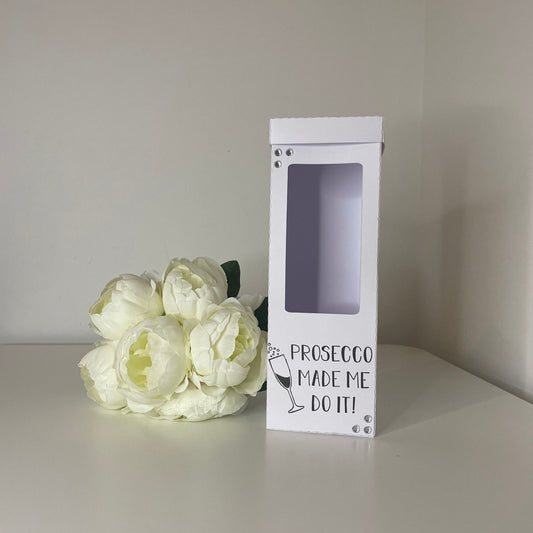 Prosecco Made Me Do It! Champagne Flute Gift Box Holder, Great Gift Box for your Personalised Glasses.