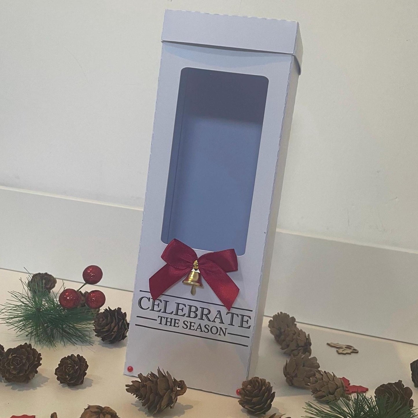 Celebrate the Season, Gin, Champagne and Wine Glass Gift Box Holder, Great Gift Boxes for your Personalised Christmas Glasses