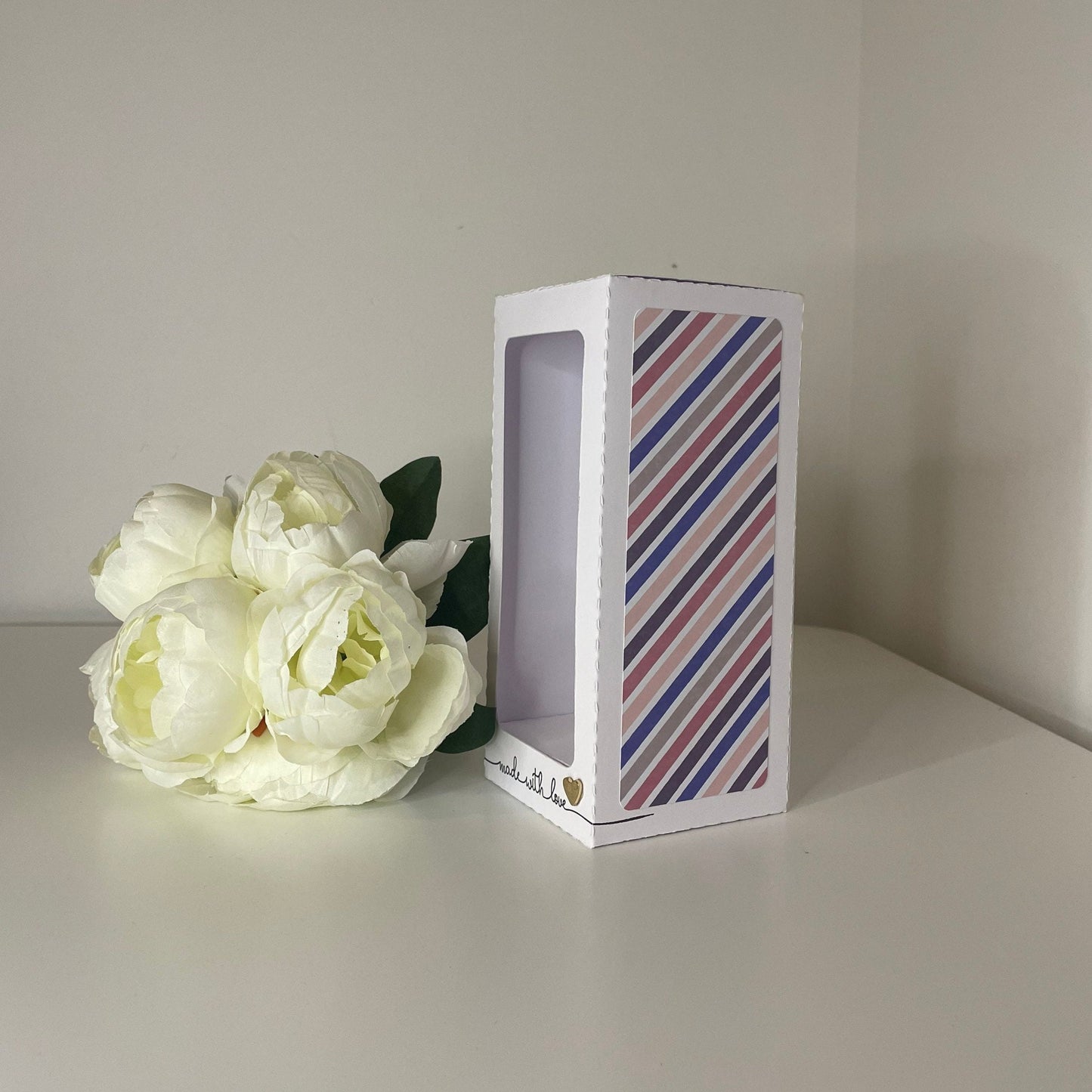 Made With Love Sentiment & Pattern Panels, Wine Glass Gift Box Holder, Great Gift Box for your Personalised Glasses