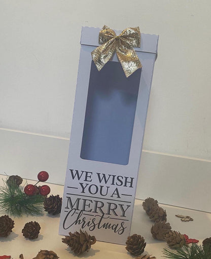 We Wish You A Merry Christmas, Gin, Champagne and Wine Glass Gift Box Holder
