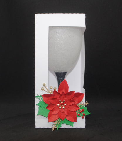 Christmas Poinsettia Gift Box Holder, Ideal for all Christmas Glasses