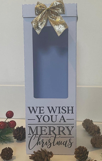 We Wish You A Merry Christmas, Gin, Champagne and Wine Glass Gift Box Holder