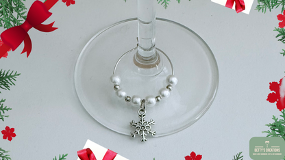 Snowflake, Christmas Glass Charms, Great for Christmas Dinner Places, Gifts or Party Favours, Wine Glass Charms