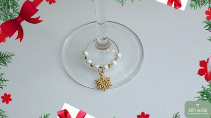 Snowflake, Christmas Glass Charms, Great for Christmas Dinner Places, Gifts or Party Favours, Wine Glass Charms