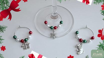 Snowflake, Christmas Glass Charms, Great for Christmas Dinner Places, Gifts or Party Favours, Wine Glass Charms