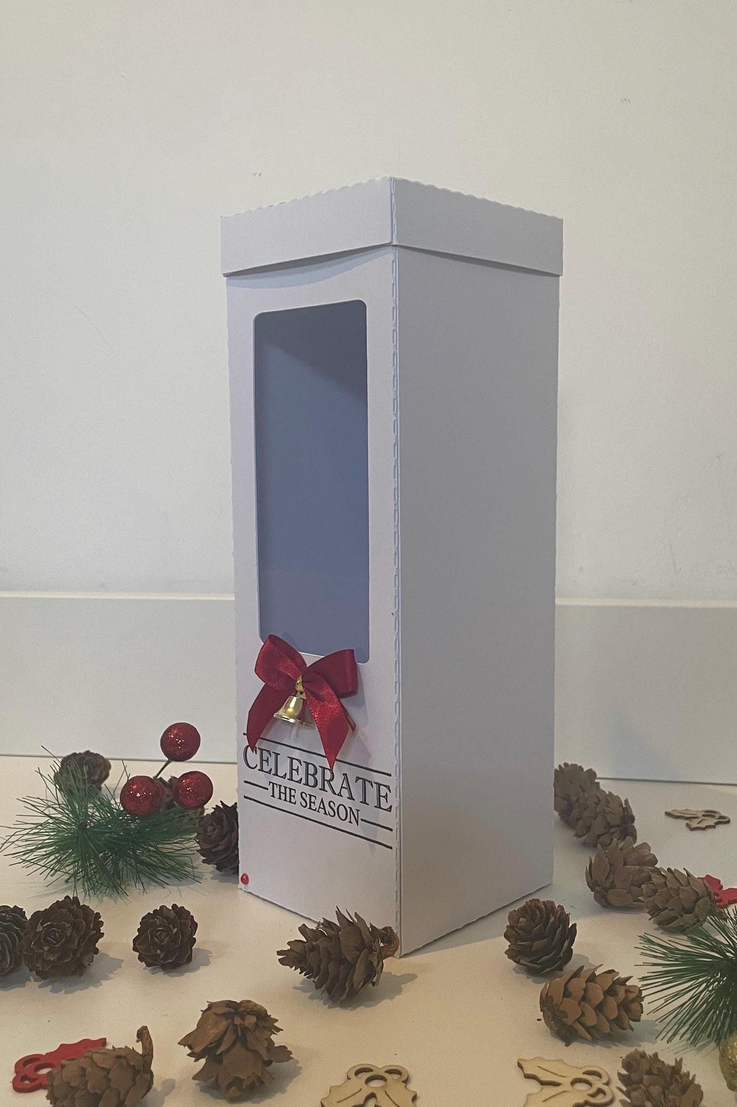 Celebrate the Season, Gin, Champagne and Wine Glass Gift Box Holder, Great Gift Boxes for your Personalised Christmas Glasses
