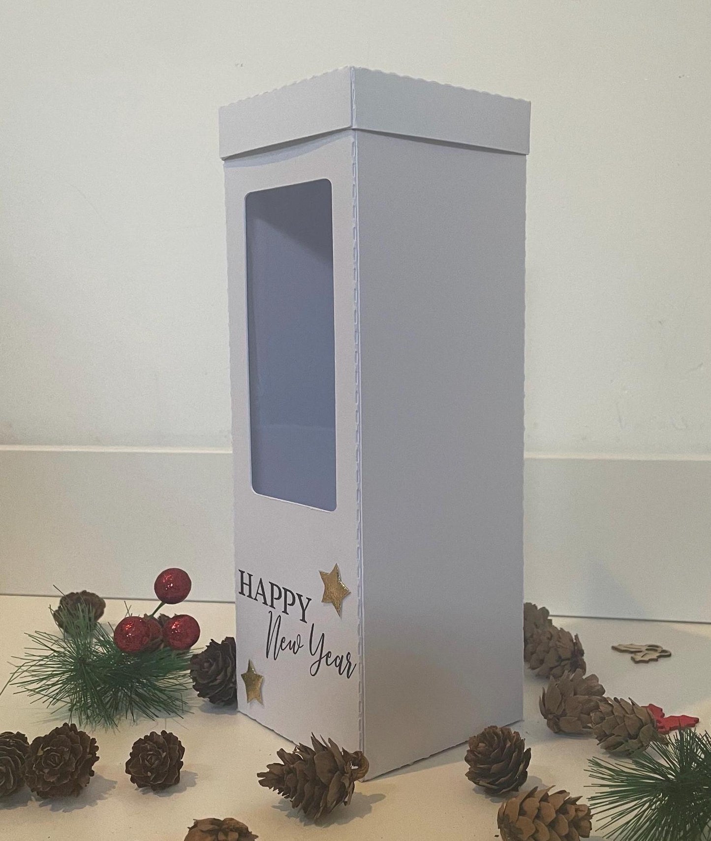 Happy New Year, Gin, Champagne and Wine Glass Gift Box Holder, Great Gift Boxes for your Personalised Christmas Glasses