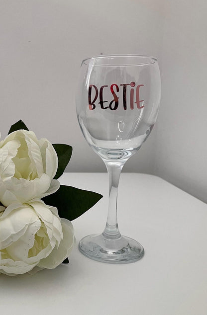 BESTIE Personalise Glass, Great for Birthdays, All Special Occasions, Birthdays Gifts, Wedding Gifts, Parties, Bridal & Hen Gifts