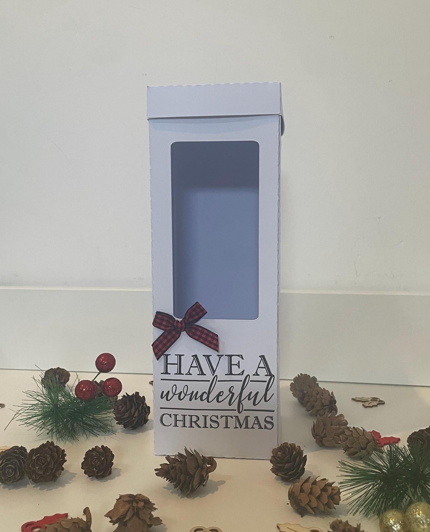 Have a Wonderful Christmas, Gin, Champagne and Wine Glass Gift Box Holder, Great Gift Boxes for your Personalised Christmas Glasses
