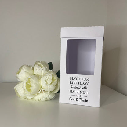 Happiness and Gin & Tonic Sentiment, Gin Glass Gift Box Holder, Great for all Gin Glasses, Great Gift Box for your Personalised Gin Glasses