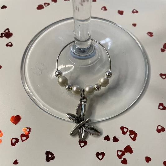 Dragonfly Wine Glass Charm, Silver Charm, Great for all Occasions