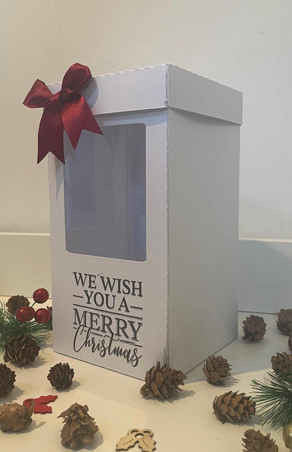 We Wish You A Merry Christmas, Gin, Champagne and Wine Glass Gift Box Holder